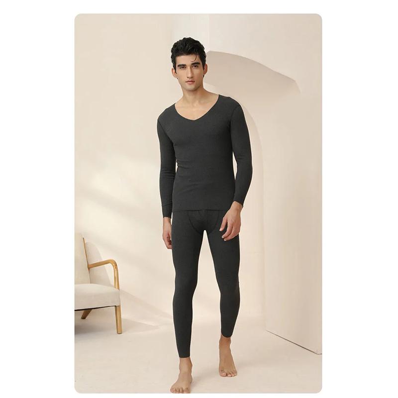 Men's 2 Pieces Long-sleeve Suit Set Thermal Underwear Temperature Homewear Slim Comfortable Home Pajamas Tight Warm Body Suit Round Neck Clothing