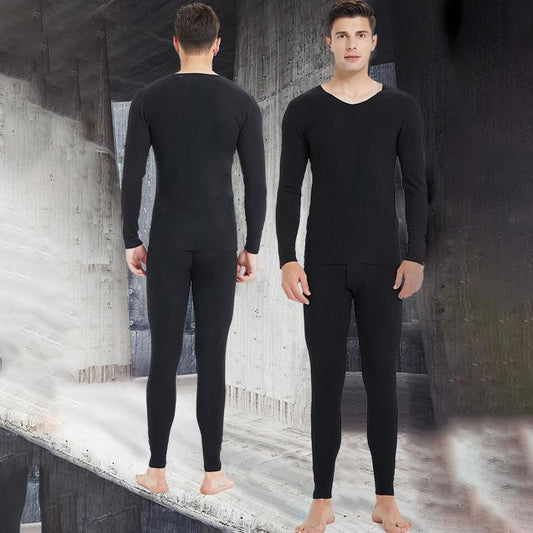 Men Winter Thermal Underwear V-neck Male Autumn Clothes Tight Suit Thicken Windproof Long Sleeve High Elasticity Tracksuit Wearable Versatile Spring