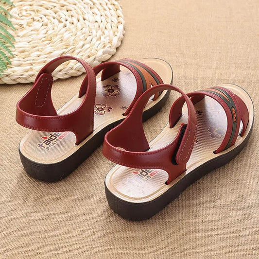 Sandals Non-slip Deodorant Women's Flat Velcro Beach Shoes Fashion Outerwear Ladies Middle-aged and Elderly Summer Shoes