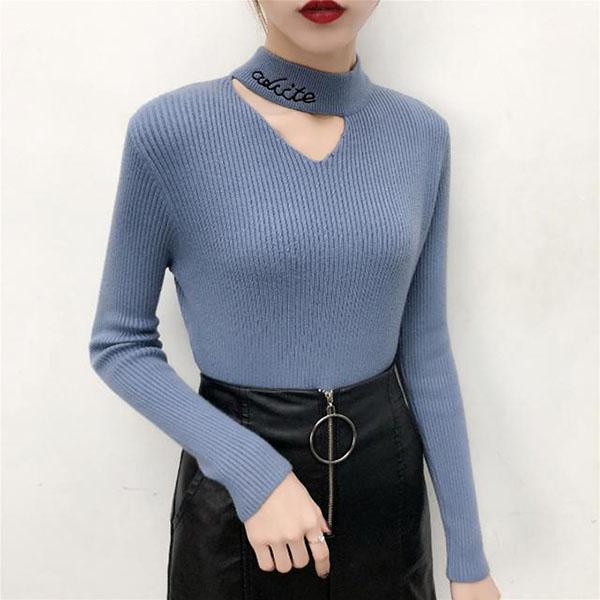 Autumn/winter Thick Slim-fit Sweater Slimming Knit Bottoming Shirt High Collar Sweater Sexy Female Top