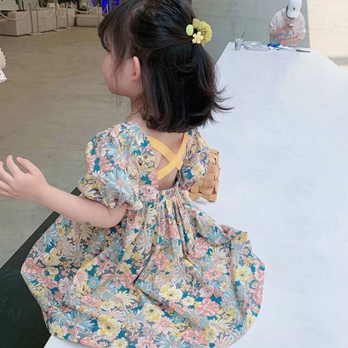 Toddler Baby Girls Clothes Summer Short Sleeve Floral Princess Birthday Dress Dresses for Girl Baby Clothing Thin Costume Dress