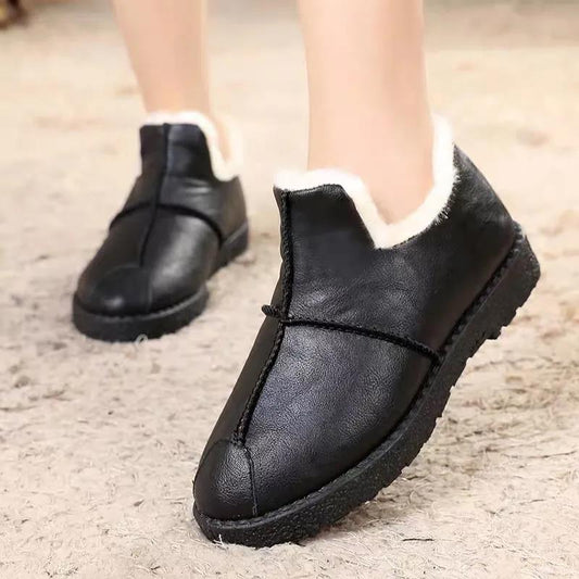 Winter Women's Cotton-padded Shoes Waterproof Non-slip Plus Velvet Warmth Thick-soled Peas Cotton Shoes Moccasin Shoes