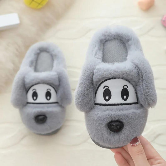 Children's Cotton Slippers Cute Cartoon Thick Warm Shoes Boys and Girls Home Fur Slippers