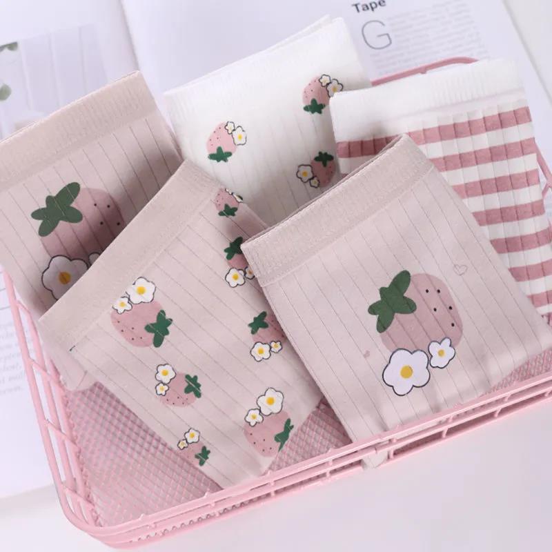 5 Student Cartoon Breathable Cotton Crotch Underwear Women's Plus Size Cotton Underwear Girl Japanese Briefs