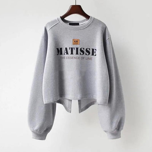 Fashion Oversized  Women Harajuku Crewneck Sweatshirt Lettered Embroidery Printing Loose Korean Pullovers