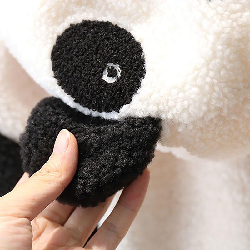 Children's Plush Suit Boys and Girls Winter Cartoon Panda Print Warm Suit Kangaroo Pocket Two-piece Suit