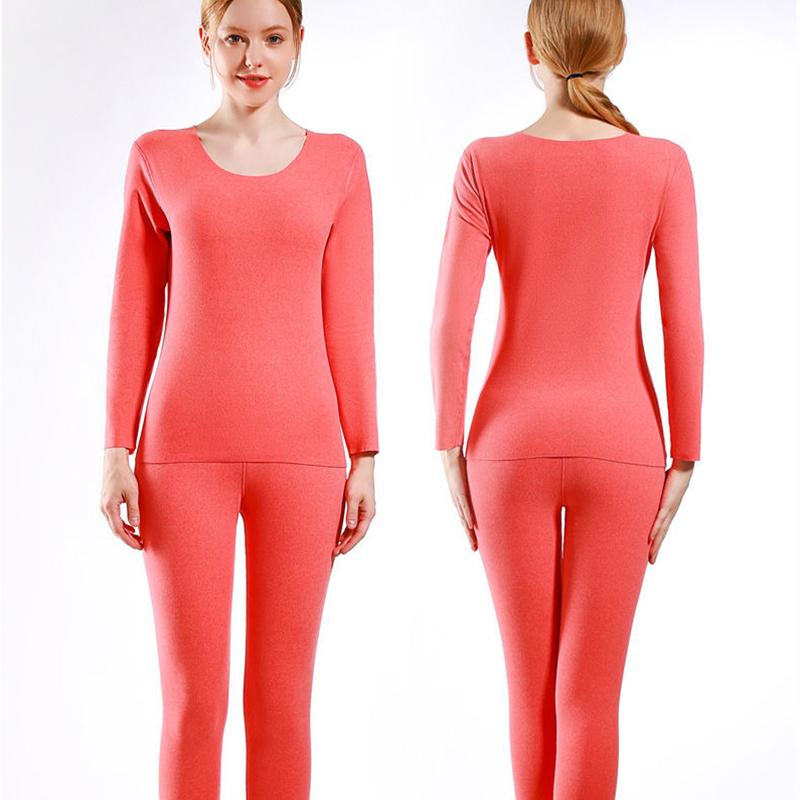 Women Long Sleeve Thermal Underwear Winter Plus Velvet Thicken Tight Suit Pajamas Autumn Windproof High Elasticity Slim Breathable Wearable Versatile