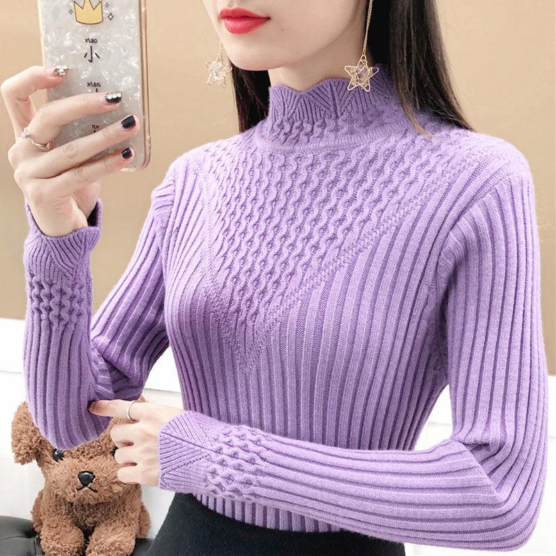 Leisure Loose Ladies Sweater Fashion Stripe Knitting Pullover Wild Bottom Shirt