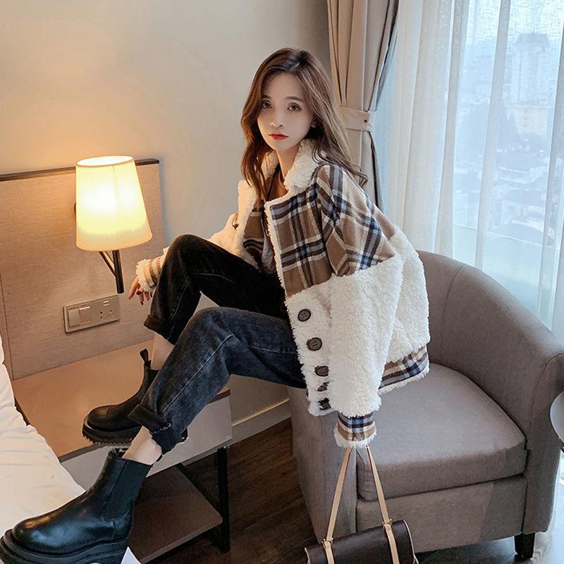 Ladies Warm and Thick Faux Lamb Wool Short Coat Female Autumn and Winter All-match Temperament Loose Elegant Top Casual Jacket