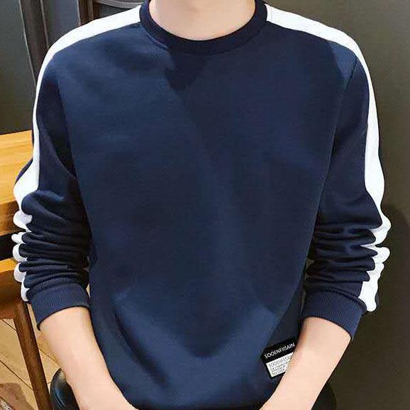 Spring and Autumn Men's Round Collar Sweaters Large Size Solid Color Long Sleeve Simple Pullover Male Business Casual