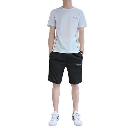 Summer Sports Suit Men's Fitness Two-piece New Short-sleeved Shorts T Casual Running Wear Thin Section