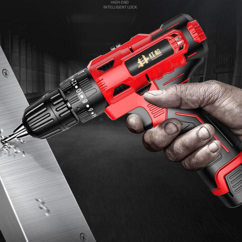 12V Luxury Household Electric Screwdriver Set Digital Display Cordless Electric Drill with Tool Box