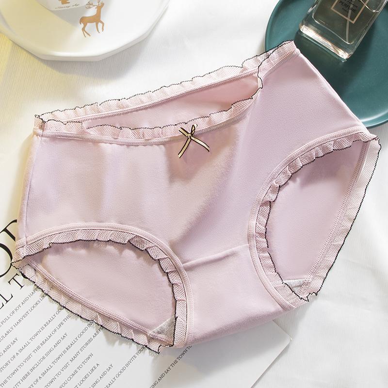 4Pcs/Set Cotton Bowknot Panties Women's Mid-waist Hip-lifting Underpants Girls Seamless Large Size Briefs