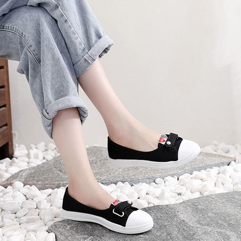 Canvas Shoes Female Students Korean Version of The Breathable White Shoes Low-cut Shallow Mouth Flat Casual Shoes A Pedal Female Net Shoes