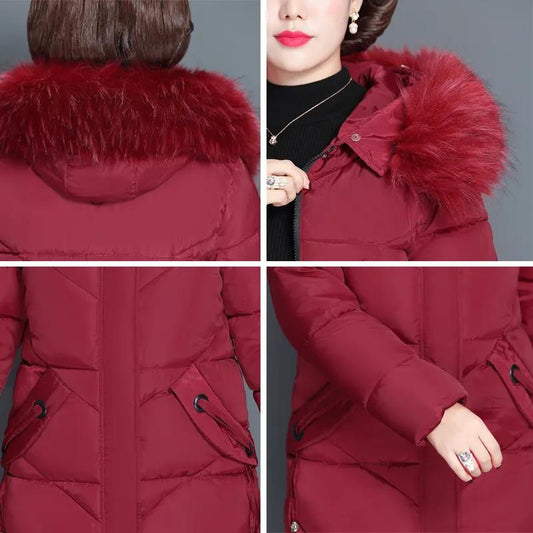 XL-6XL Women's Winter Long Cotton Coats Solid Color Oversized Warm Wadded Jacket Loose Casual Thickened Down Jacket