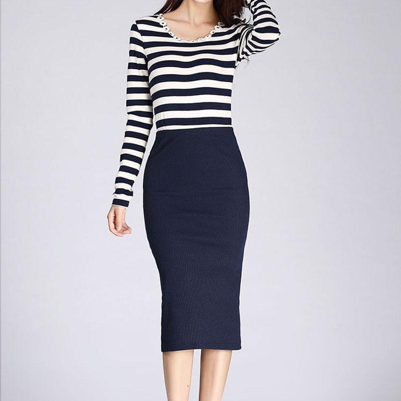 Autumn Winter Sexy Knit Bodycon Skirt for Women OL Stytle Ladies Split Elastic Long Pencil Skirt