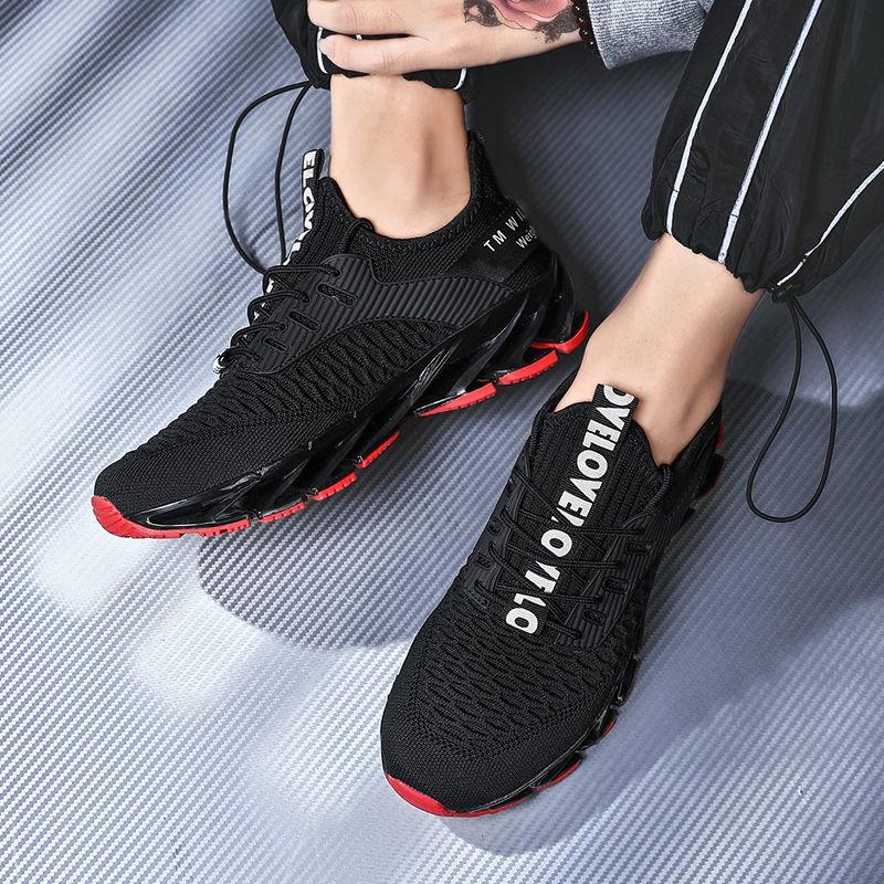 Men's Shoes Sports Casual Running Breathable Rubber Lace-up Mesh Shoes Has Elasticity Reduce Vibration