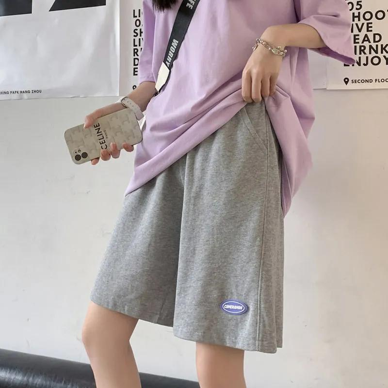 Women's Summer Thin Sports Shorts Gray Trousers Loose Straight Casual Wide-leg Five-point Pants Casual Fitness Jogging Shorts Girls Five-point Pants