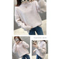 Autumn and Winter Loose Sweater Thick Korean Knit Jacket Half High Collar Casual Girl Student's Top