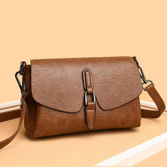 Real Cowhide Women Leather Bag Casual Female Crossbaby Bag Portable Multi-Layer Large Capacity Soft Surface Two Belts 5 Colors Removable Belt