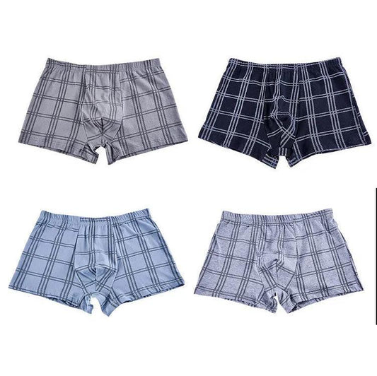 4 Boxes of Underwear Men's Flat-shell Pants Cotton Alo Pills Striped Breathable Loose Large Size Men's Four Corners High Waist Shorts