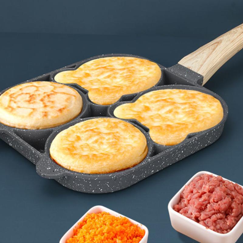 Fried Egg Artifact Breakfast Pot Egg Burger Pot Flat-bottomed Non-stick Pan Frying Pan Four-hole Mold Kitchen Household Pots