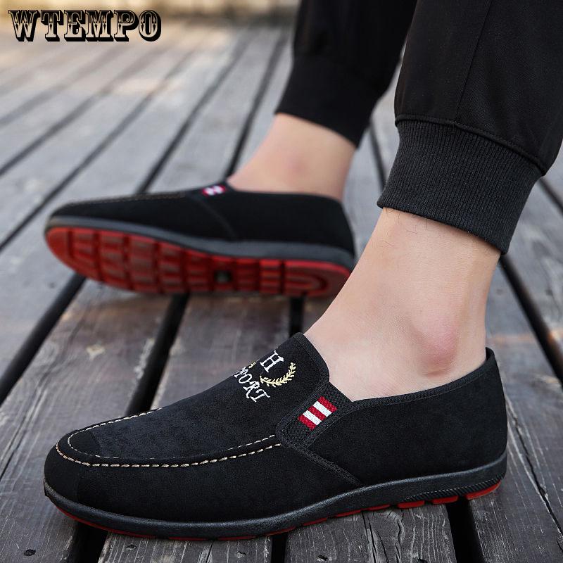 Casual Shoes Men's Casual Canvas Slip on Flat Loafers Ultra-light Breathable Lazy Shoes