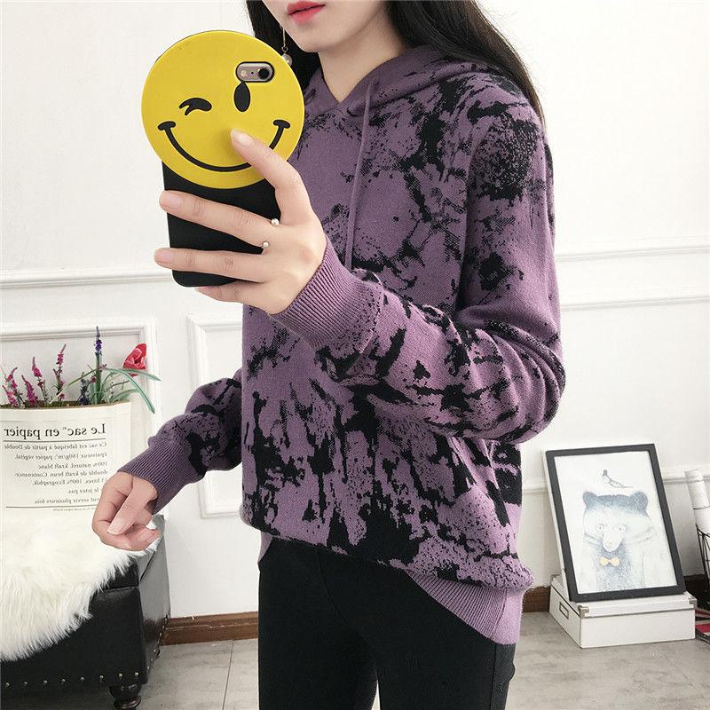 Autumn and Winter Loose Hooded Sweater Thickened Pullover Knitted Sweater Fashion Simple Female Top