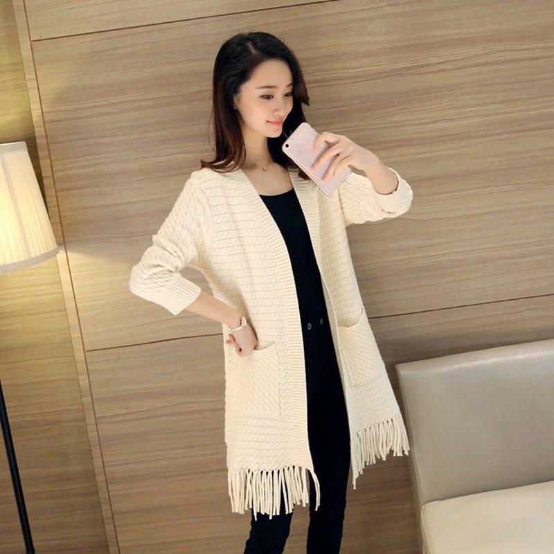 Autumn and Winter Casual Coat Mid-length Long-sleeved Cardigan Loose Knit Sweater