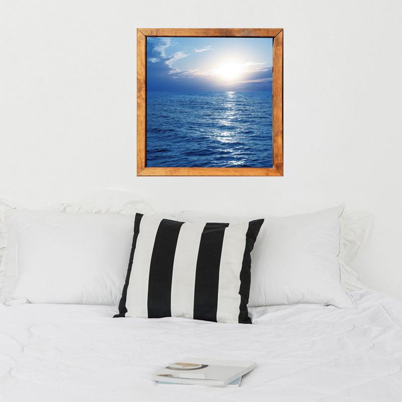 Landscape Blue sea sunrise wall stickers Mediterranean background decoration self-adhesive PVC