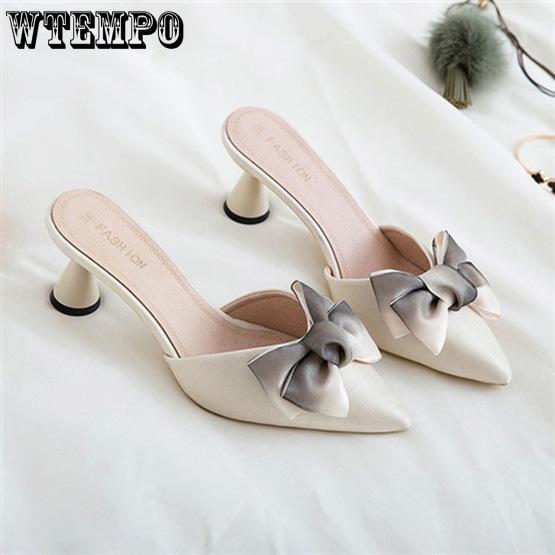 Summer Ladies High Heel Sandals Bow Decoration Breathable and Not Stuffy Peep-toe Outdoor Shoes