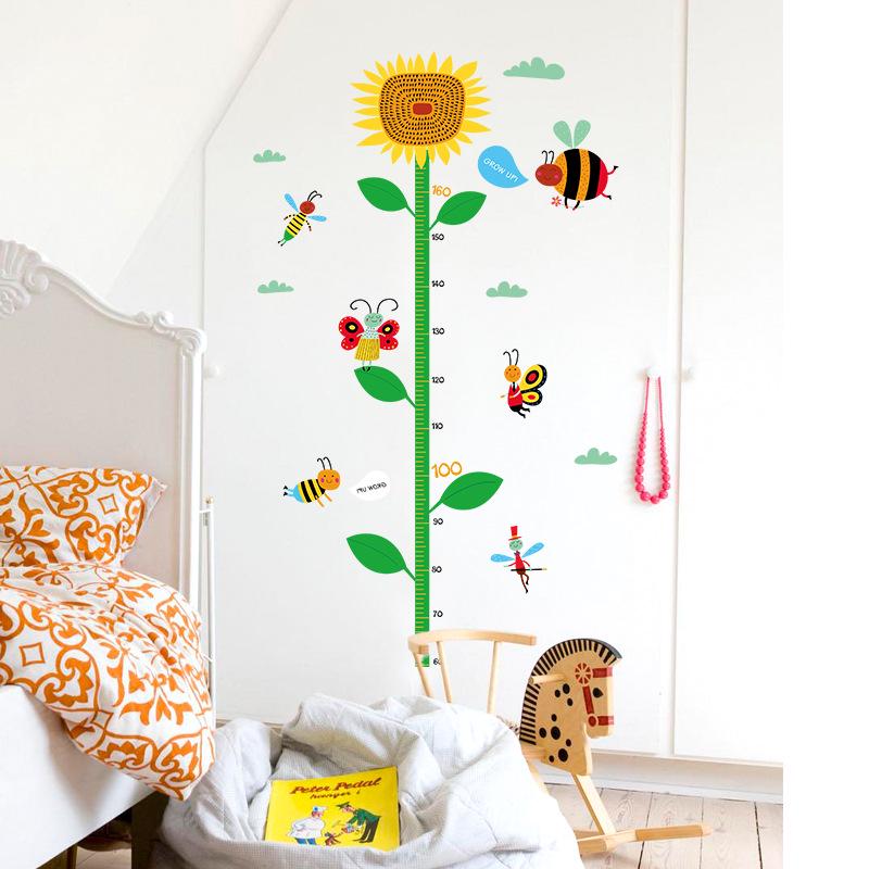 Bee sunflower height stickers kindergarten classroom background decorative wall stickers