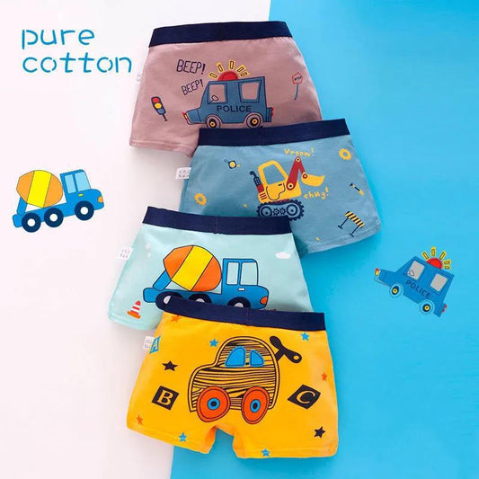 Children's Underwear Boys Pure Cotton Boxer Briefs Four-corner Children Cartoon Thin Boys