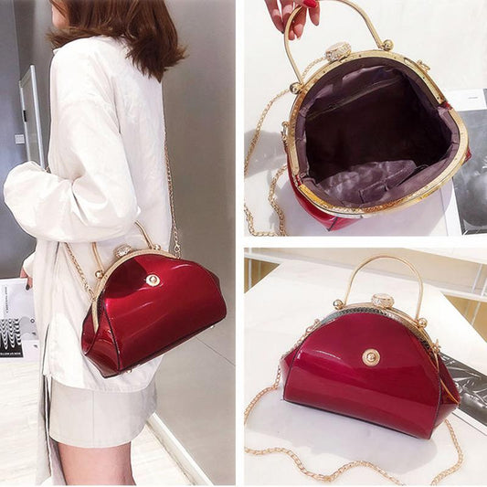 Glossy Ladies Hand-held Diamond Clip Bag Large Capacity Leisure Shopping Bag Temperament Ladies Wedding Bag Banquet Bag