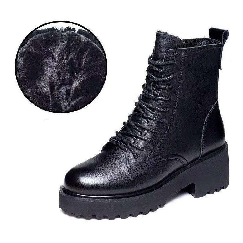 Women's Autumn and Winter Martin Boots Plus Size Warm Plush Short Boots Female Non Slip Thick Heel Snow Boots