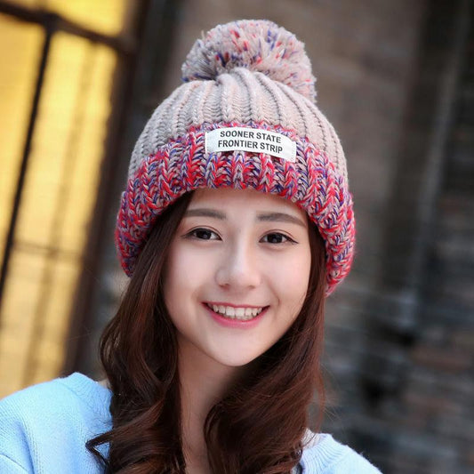 Autumn and Winter Knitted Woolen Hats Plus Velvet Thickening Warm Ear Protection Windproof Ski Caps Leisure Men and Women Hoods