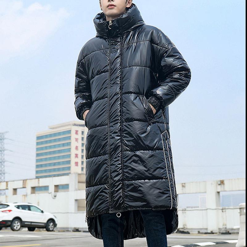 Fashion Trend Hooded Men's Down Jacket Autumn and Winter Plus Velvet Thick Warm White Duck Down Long Male Jacket