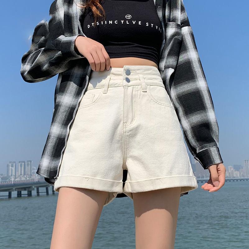 WTEMPO High Waist Washed Denim Summer Women Denim Shorts Ripped Hole Jeans  Casual Shorts