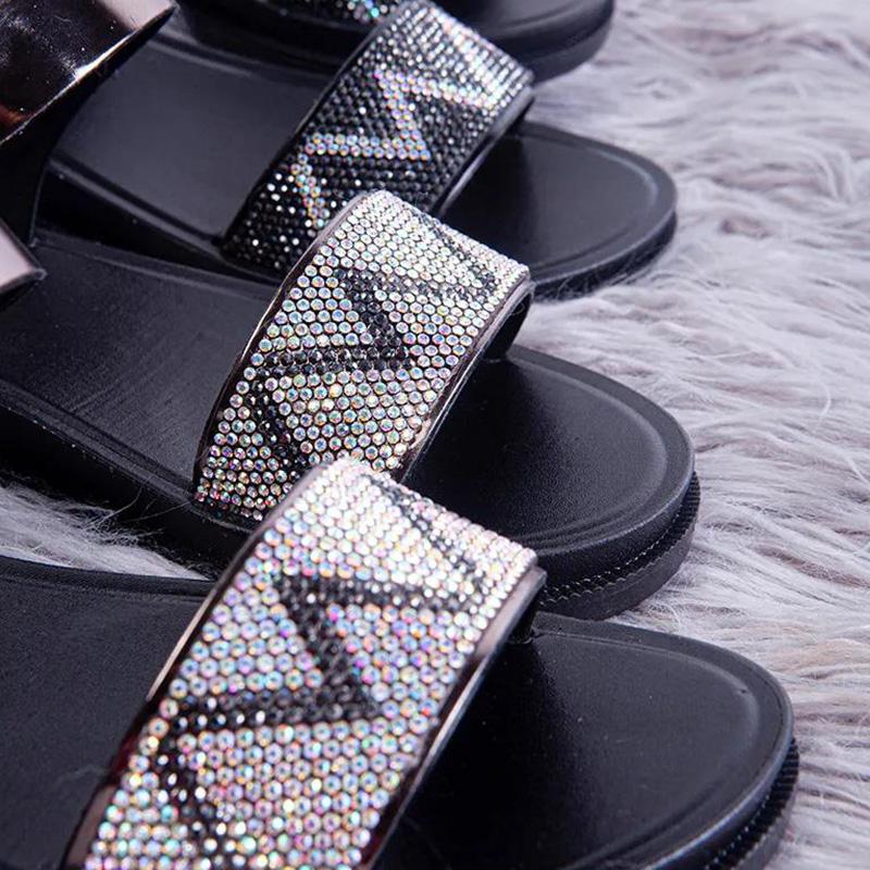 Ladies Mother Shoes Sandals Summer Middle-aged All-match Rhinestone Fashion Middle-aged and Elderly Women's Shoes Wedge Shoes