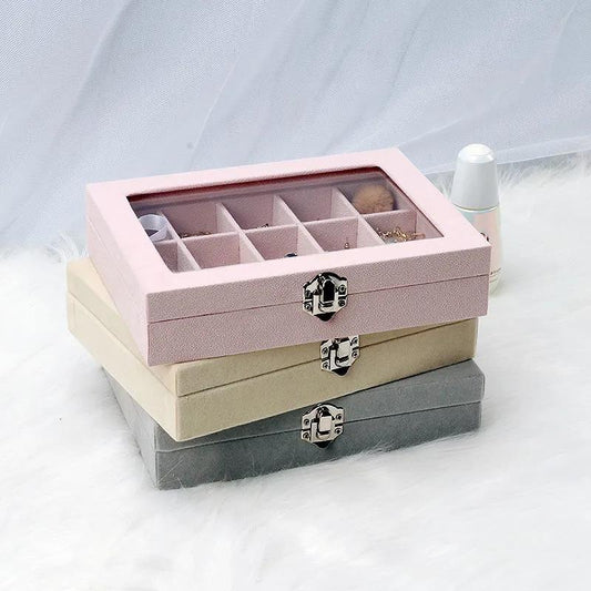 Jewelry Storage Box Dust-proof Transparent Large-capacity Hand Jewelry Stud Necklace Portable Exquisite Display Jewelry Box