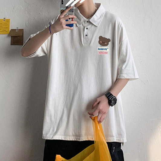 Men's Short-sleeved T-shirt New Lapel Summer Wild Bottoming Polo Shirt Half-sleeved T-shirt Top