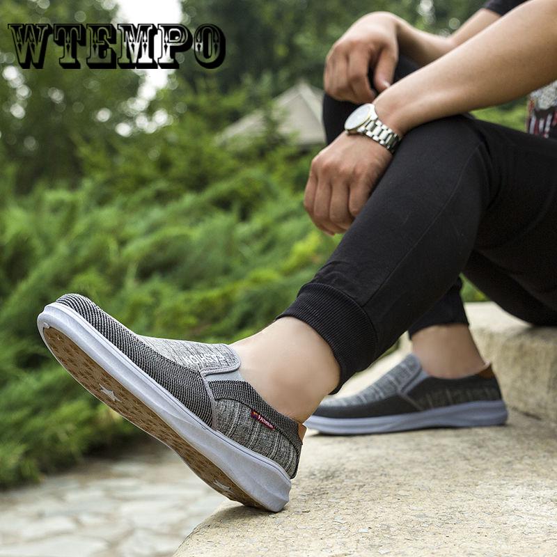 Men Shoes Casual Canvas Shoes Breathable Mesh Slip on Outdoor Sports Sneakers