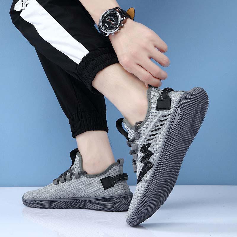 Plus Size 38-44 Summer Men Flying Woven Mesh Sneakers Comfortable Breathable Running Basketball Shoes Casual Shockproof Non-slip Shoes