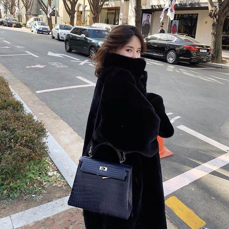 Autumn and Winter Imitation Mink Cardigan Hooded Loose Mid-length Lazy Sweater Plus Size Jacket Women