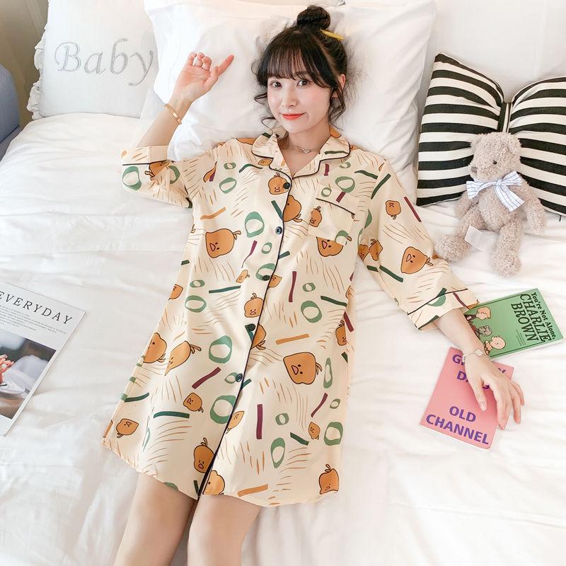 Pajamas Female Ice Silk Thin Sexy Nightdress Version of Imitation Loose Plus Size Pajamas