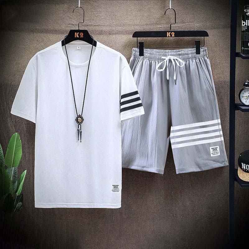 Summer Casual Suit Men's Short-sleeved Shorts Suit Youth Sportswear Loose Suit