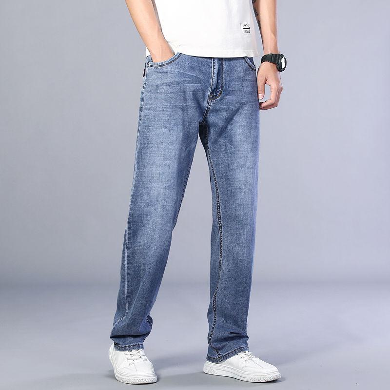 Summer Thin Jeans Young Men Loose Straight Stretch Casual Jeans