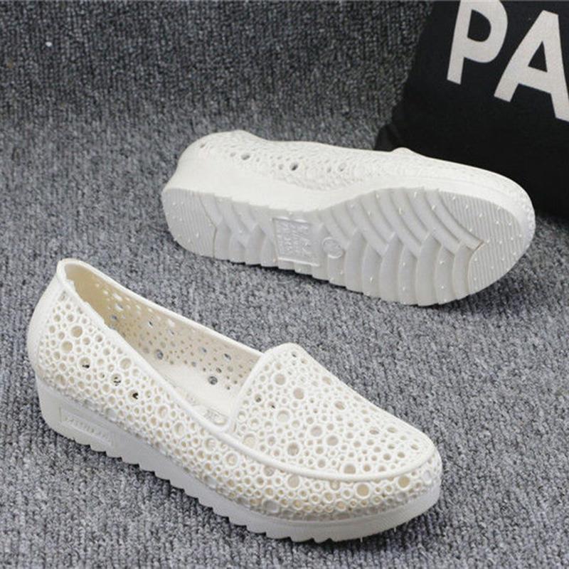 Nurse Shoes Slope Heel Hole Shoes Non-slip Shoes for Pregnant Women Mother Shoes Plastic Sandals Women's White