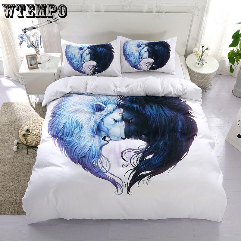 Lion Head  Bedding Sets High Quality Duvet Cover Pillow Case Without Bed Sheet 11 Sizes 3 Pcs