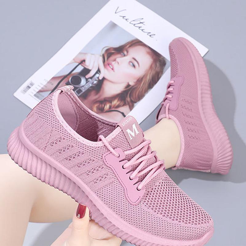 Women's Shoes Summer Sports and Leisure Flying Woven Flat Soft Sole Comfortable and Breathable Mesh Shoes